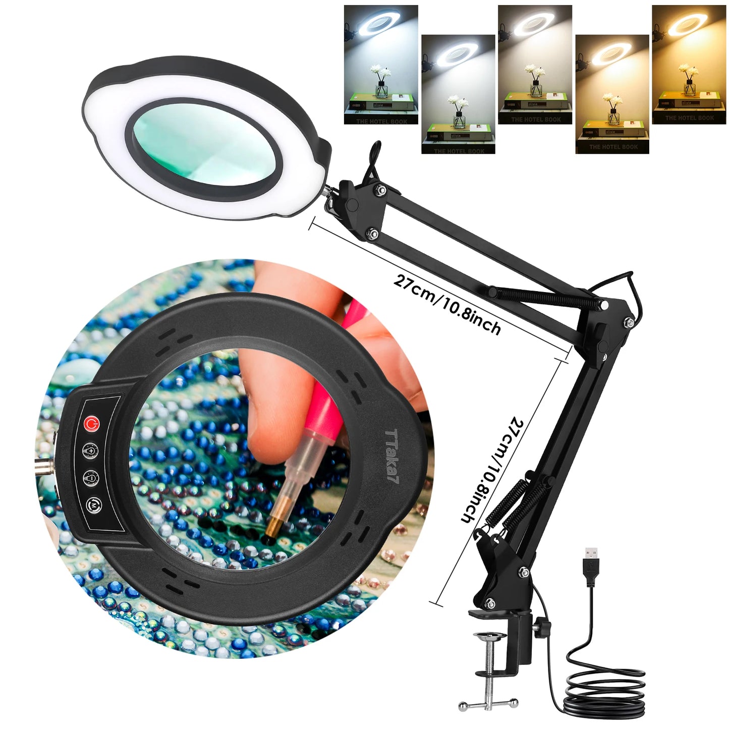 NEW Illuminated Magnifier USB 3 Colors LED Magnifying Glass for Soldering Iron Repair/Table Lamp/Skincare Beauty