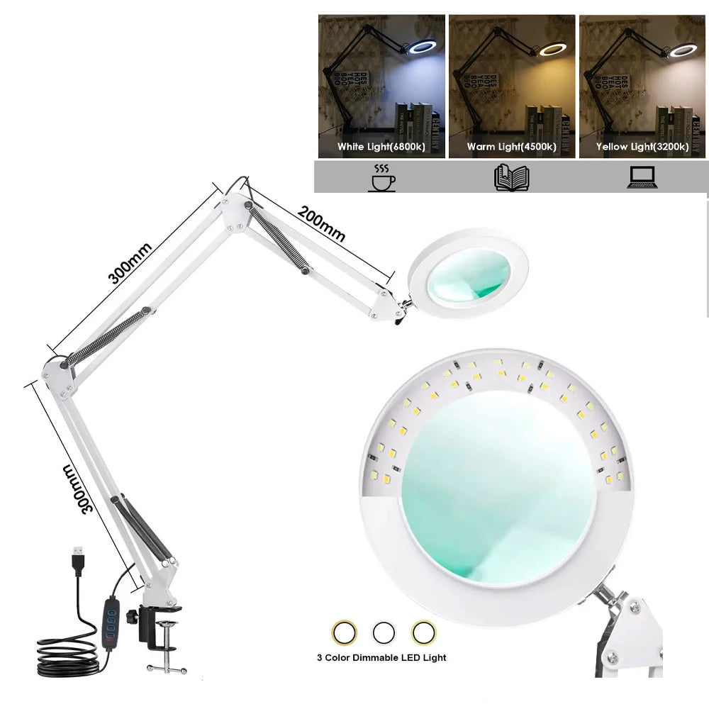 NEW Illuminated Magnifier USB 3 Colors LED Magnifying Glass for Soldering Iron Repair/Table Lamp/Skincare Beauty
