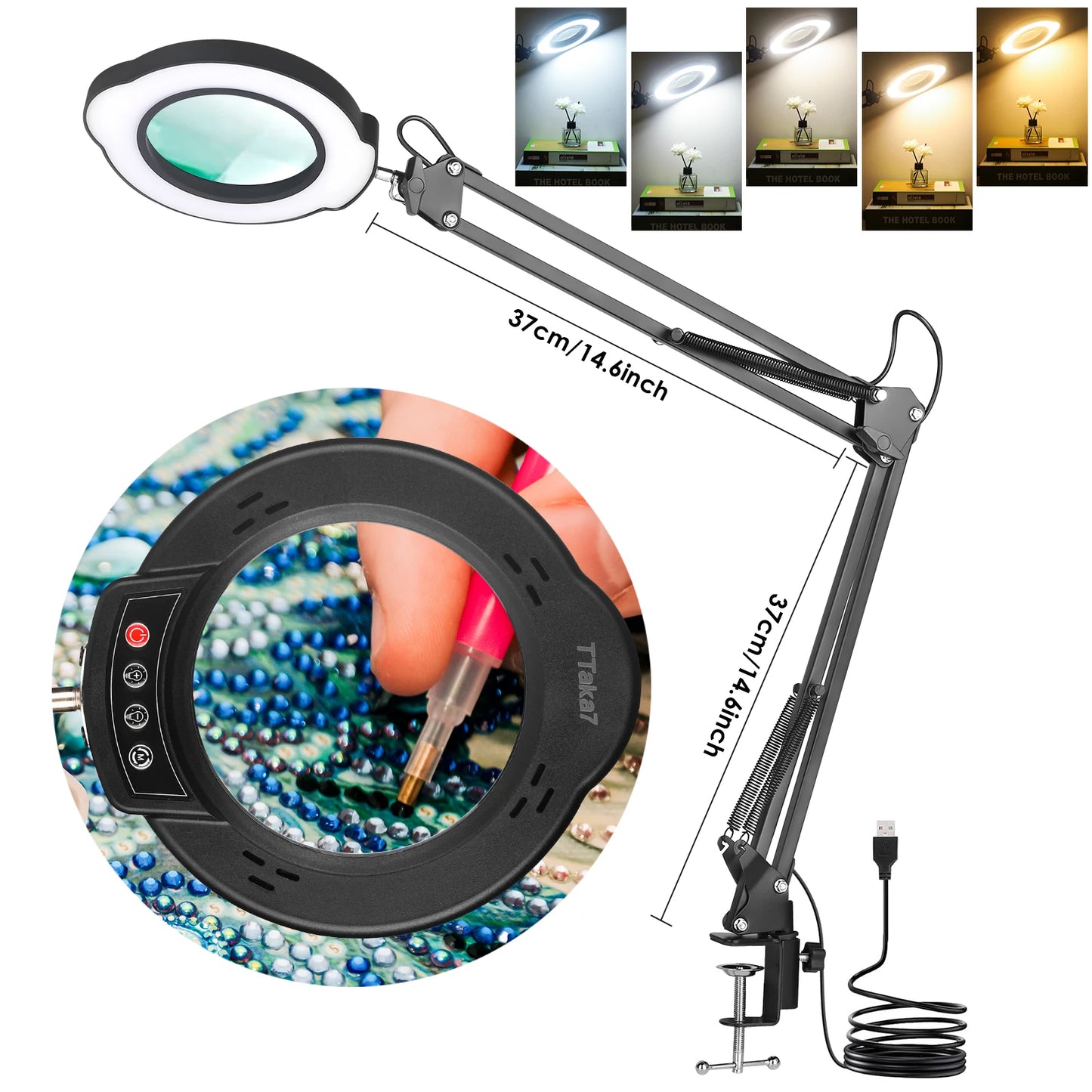 NEW Illuminated Magnifier USB 3 Colors LED Magnifying Glass for Soldering Iron Repair/Table Lamp/Skincare Beauty